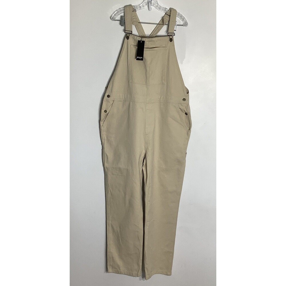 Nasty Gal Womens Carpenter Twill Straight Leg Dungarees Overalls Size 12 NWT